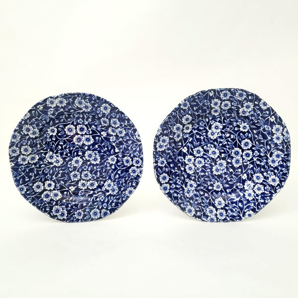 Vintage Royal Crownford Salad Plates Set of 8 Blue Calico Staffordshire England
