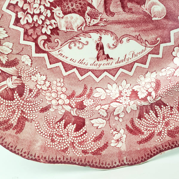 Antique English Red Transferware Plate 10 3/8" Millenium
