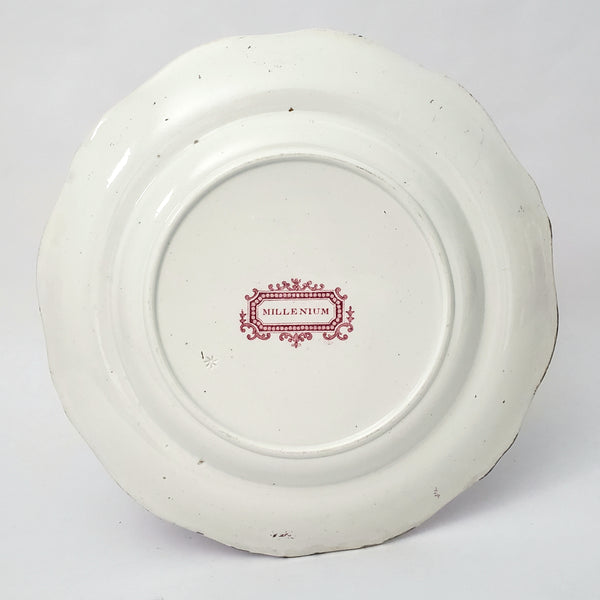 Antique English Red Transferware Plate 10 3/8" Millenium