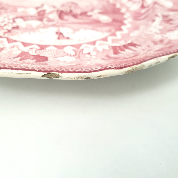 Antique English Red Transferware Plate 10 3/8" Millenium
