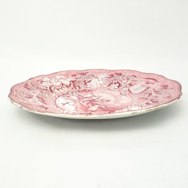 Antique English Red Transferware Plate 10 3/8" Millenium