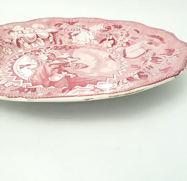 Antique English Red Transferware Plate 10 3/8" Millenium