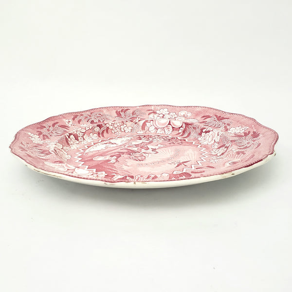 Antique English Red Transferware Plate 10 3/8" Millenium