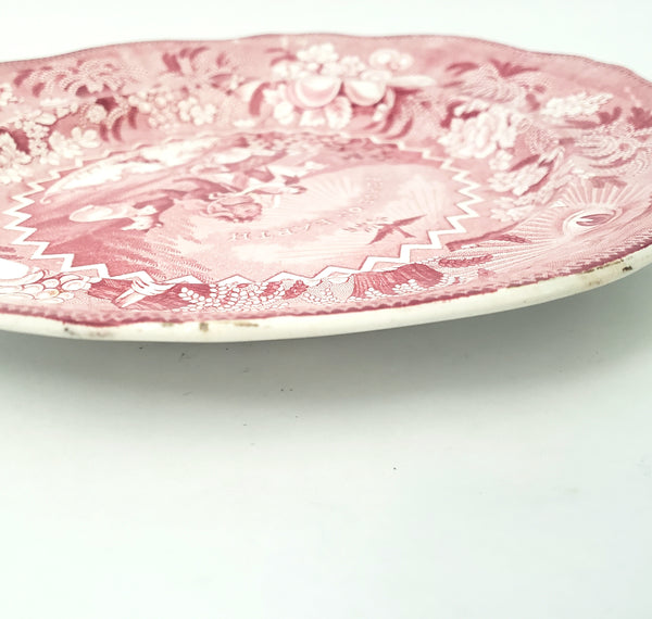 Antique English Red Transferware Plate 10 3/8" Millenium