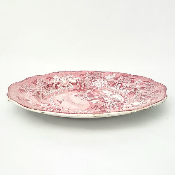 Antique English Red Transferware Plate 10 3/8" Millenium