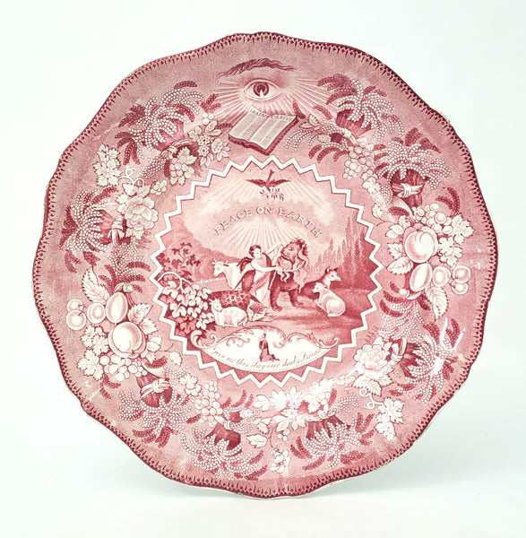 Antique English Red Transferware Plate 10 3/8" Millenium