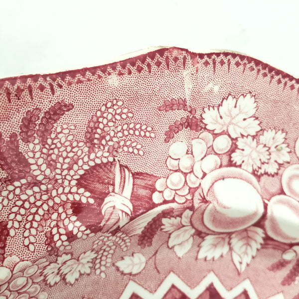 Antique English Red Transferware Plate 10 3/8" Millenium