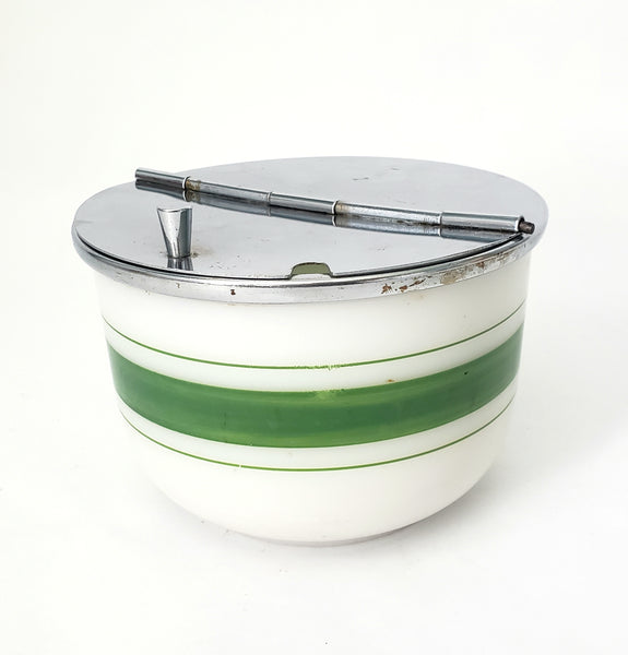 Vintage Art Deco Milk Glass Sugar Bowl Diner Style Flip Top Lid Medco New York