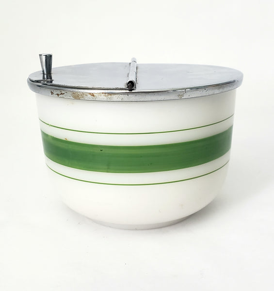 Vintage Art Deco Milk Glass Sugar Bowl Diner Style Flip Top Lid Medco New York