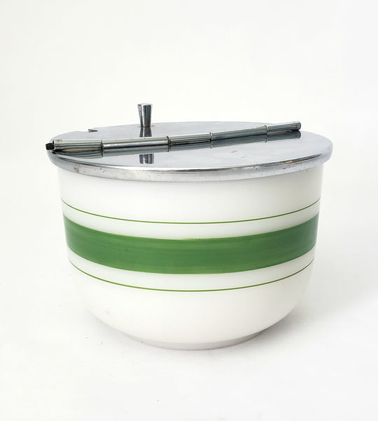 Vintage Art Deco Milk Glass Sugar Bowl Diner Style Flip Top Lid Medco New York