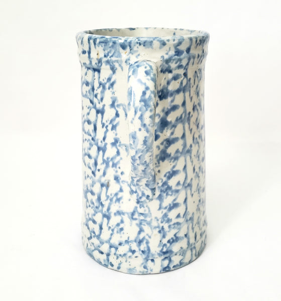 Antique Blue Spongeware Salt Glazed Stoneware Pitcher