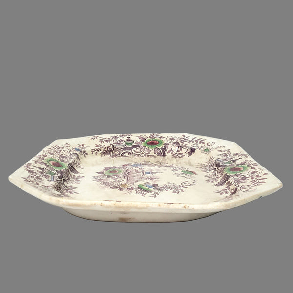 Large Antique Ironstone Purple Transferware Platter TYROL 17 3/4" John Wedgwood England