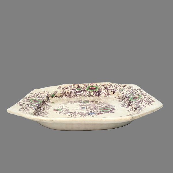 Large Antique Ironstone Purple Transferware Platter TYROL 17 3/4" John Wedgwood England