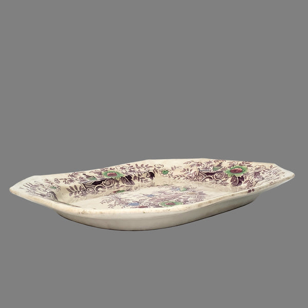Large Antique Ironstone Purple Transferware Platter TYROL 17 3/4" John Wedgwood England