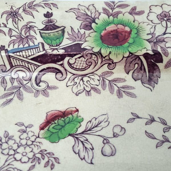 Large Antique Ironstone Purple Transferware Platter TYROL 17 3/4" John Wedgwood England