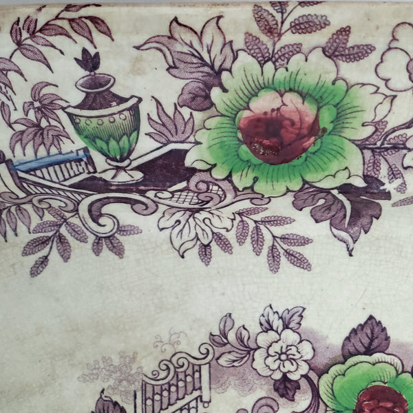 Large Antique Ironstone Purple Transferware Platter TYROL 17 3/4" John Wedgwood England
