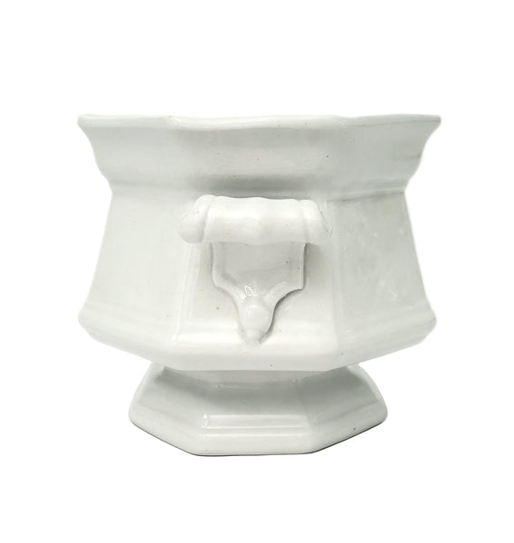 Antique White Ironstone Sugar Bowl No Lid Octagonal Kitchen Accent