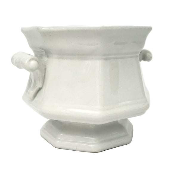 Antique White Ironstone Sugar Bowl No Lid Octagonal Kitchen Accent