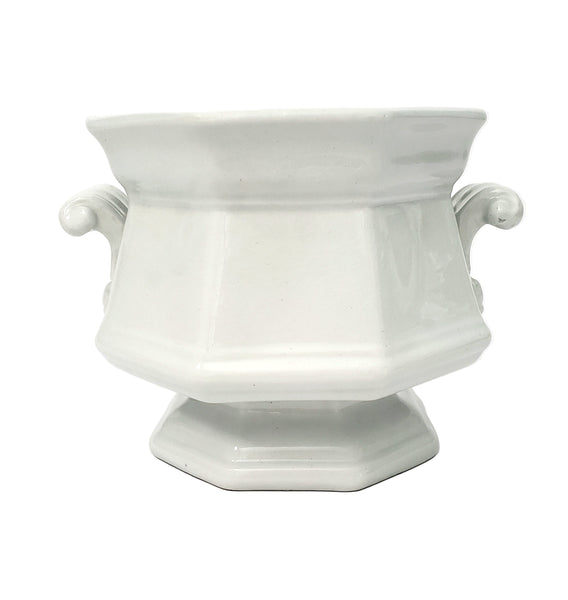 Antique White Ironstone Sugar Bowl No Lid Octagonal Kitchen Accent