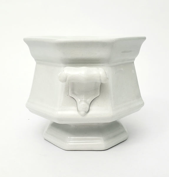 Antique White Ironstone Sugar Bowl No Lid Octagonal Kitchen Accent