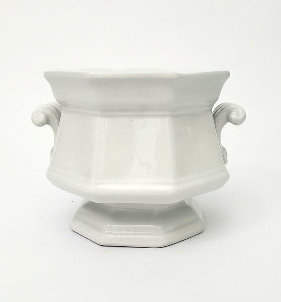 Antique White Ironstone Sugar Bowl No Lid Octagonal Kitchen Accent
