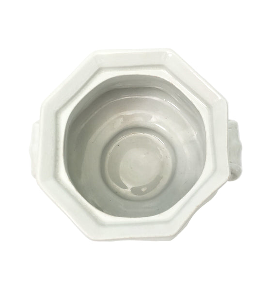 Antique White Ironstone Sugar Bowl No Lid Octagonal Kitchen Accent