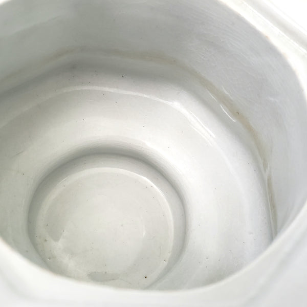 Antique White Ironstone Sugar Bowl No Lid Octagonal Kitchen Accent