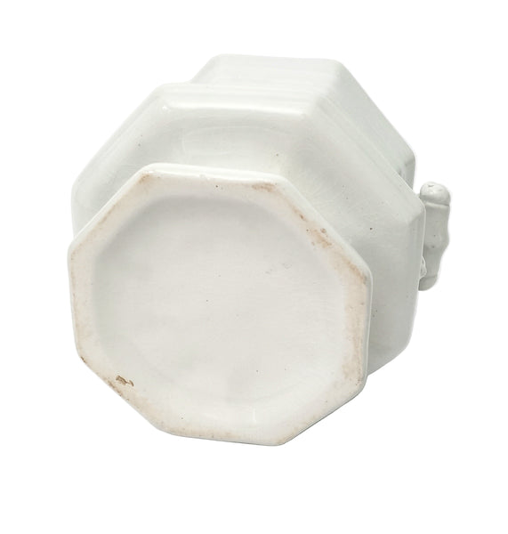 Antique White Ironstone Sugar Bowl No Lid Octagonal Kitchen Accent