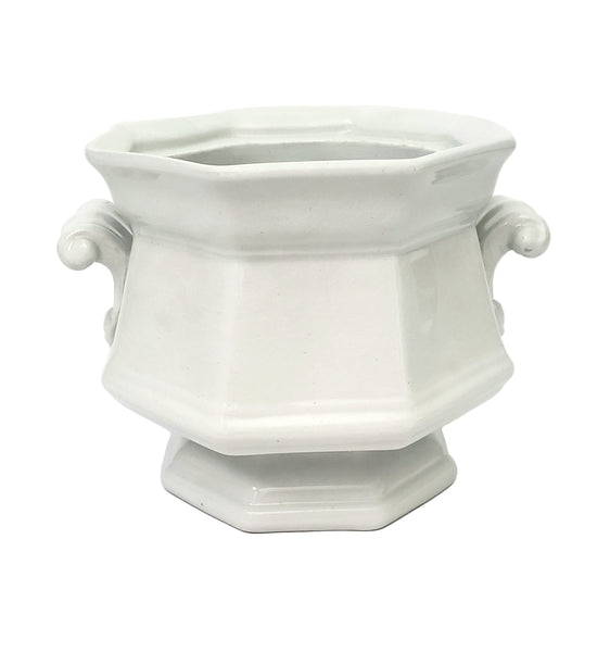 Antique White Ironstone Sugar Bowl No Lid Octagonal Kitchen Accent