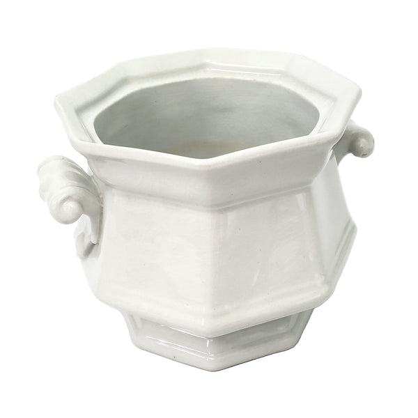 Antique White Ironstone Sugar Bowl No Lid Octagonal Kitchen Accent