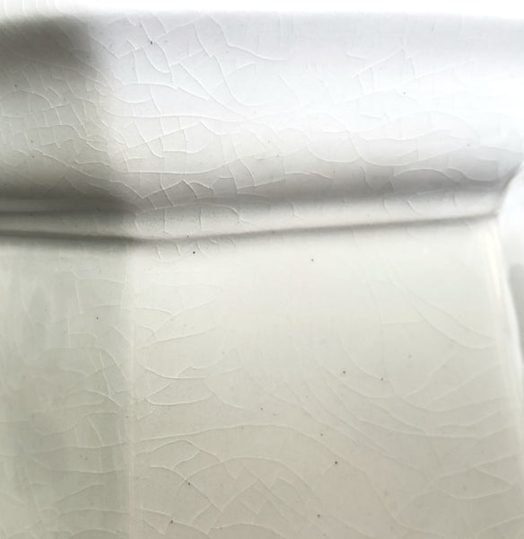 Antique White Ironstone Sugar Bowl No Lid Octagonal Kitchen Accent