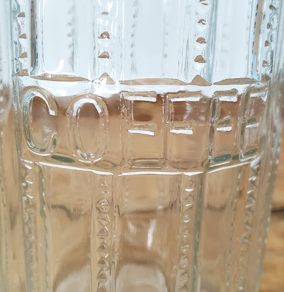 Antique Hoosier Cabinet Glass Coffee Jar 7" ZIPPER Cut Pattern