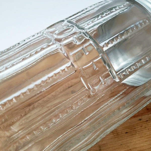 Antique Hoosier Cabinet Glass Coffee Jar 7" ZIPPER Cut Pattern