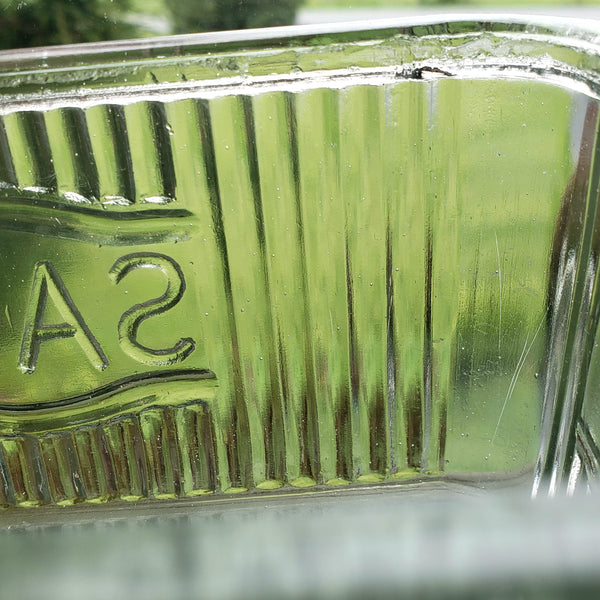 Vintage Hoosier Style Rectangular Ribbed Glass Salt Box