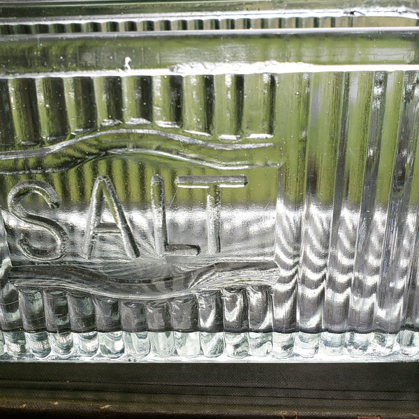Vintage Hoosier Style Rectangular Ribbed Glass Salt Box