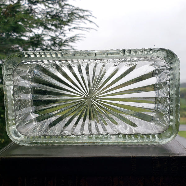 Vintage Hoosier Style Rectangular Ribbed Glass Salt Box