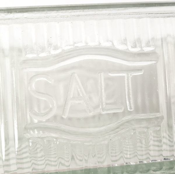 Vintage Hoosier Style Rectangular Ribbed Glass Salt Box