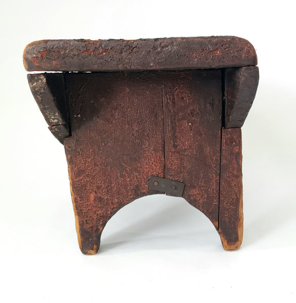Primitive Wooden Foot Stool Mortise & Tenon Joints Early Repair