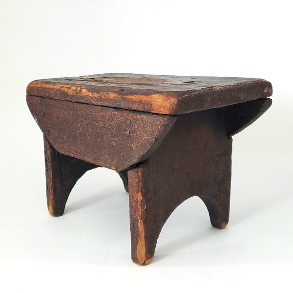 Primitive Wooden Foot Stool Mortise & Tenon Joints Early Repair