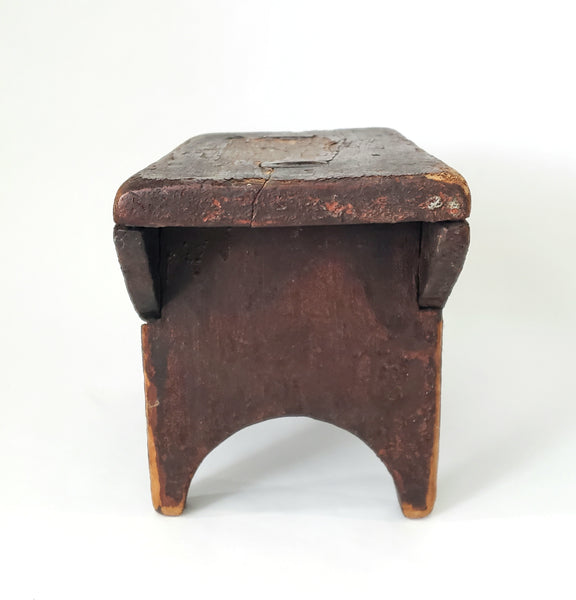 Primitive Wooden Foot Stool Mortise & Tenon Joints Early Repair