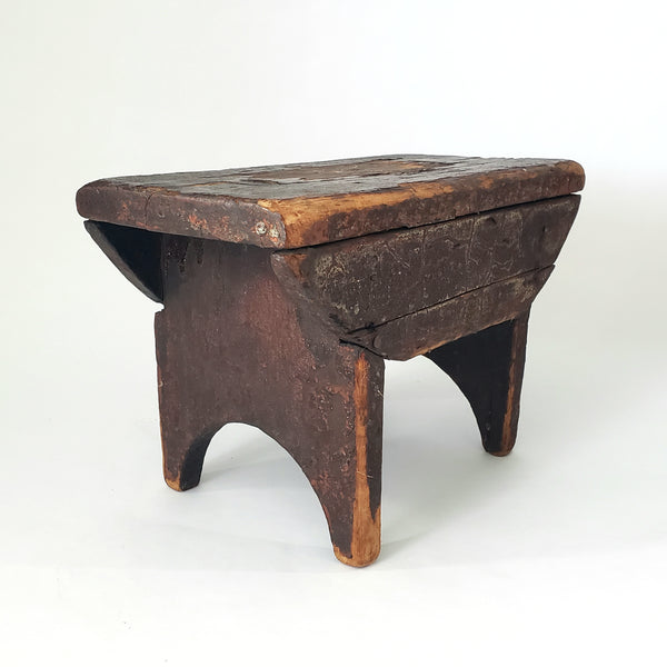 Primitive Wooden Foot Stool Mortise & Tenon Joints Early Repair