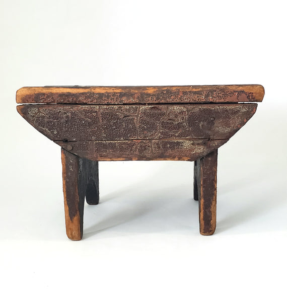 Primitive Wooden Foot Stool Mortise & Tenon Joints Early Repair