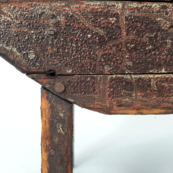 Primitive Wooden Foot Stool Mortise & Tenon Joints Early Repair