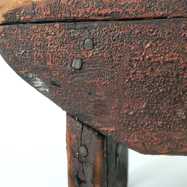 Primitive Wooden Foot Stool Mortise & Tenon Joints Early Repair