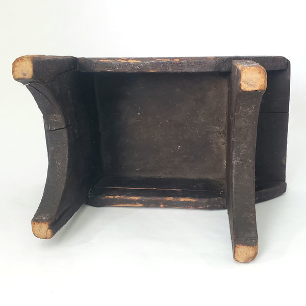 Primitive Wooden Foot Stool Mortise & Tenon Joints Early Repair