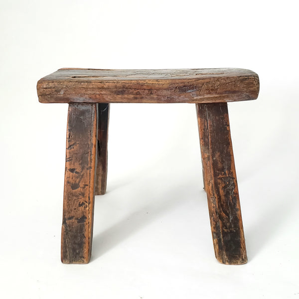 Rustic Wabi Sabi Wooden Foot Stool Mortise & Tenon Joints