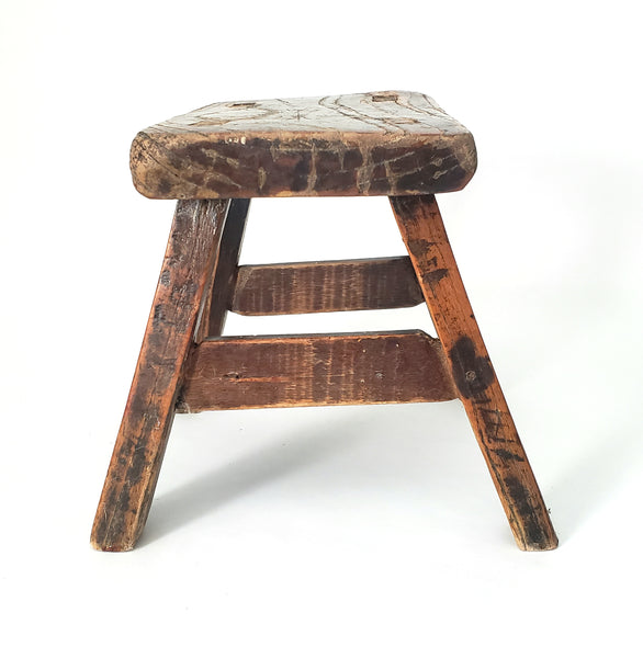 Rustic Wabi Sabi Wooden Foot Stool Mortise & Tenon Joints