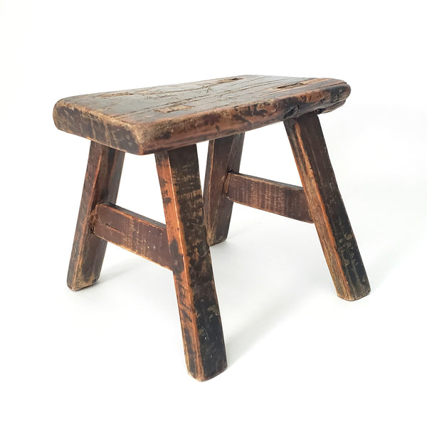 Rustic Wabi Sabi Wooden Foot Stool Mortise & Tenon Joints