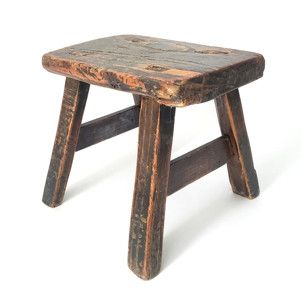 Rustic Wabi Sabi Wooden Foot Stool Mortise & Tenon Joints