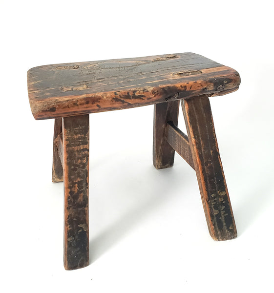 Rustic Wabi Sabi Wooden Foot Stool Mortise & Tenon Joints